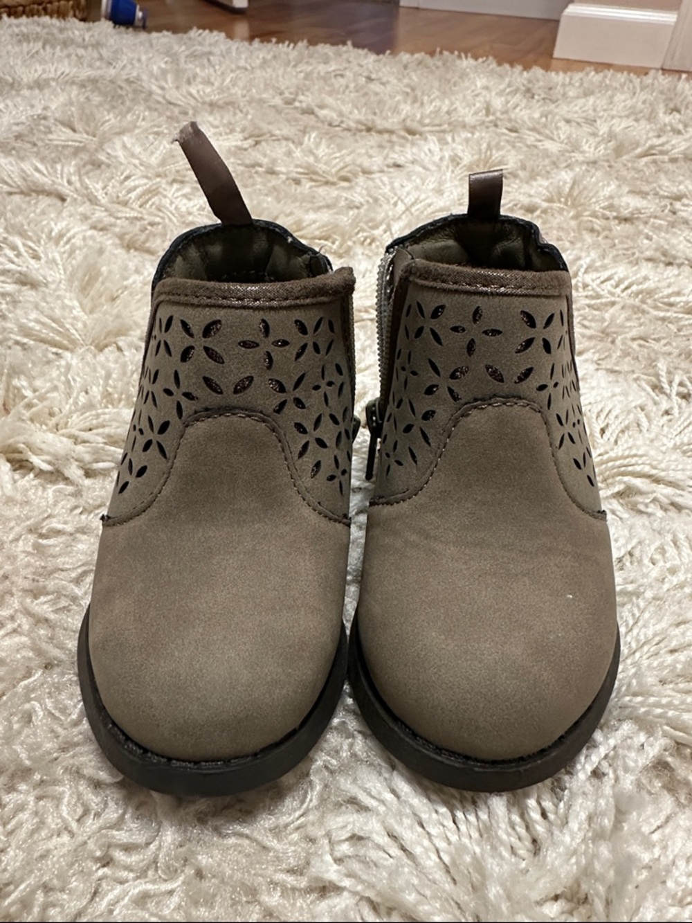 OshKosh B'gosh Taupe Suede Laser-Cut Ankle Boots